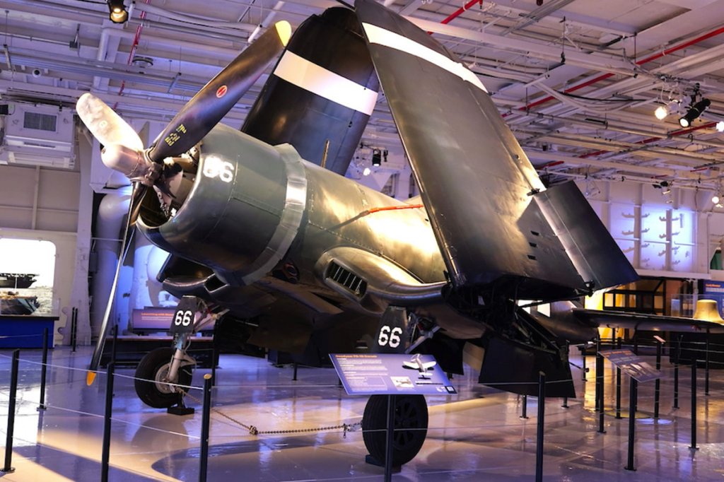 This FG-1D Corsair on display at the Intrepid Museum is painted in the markings of Lerch's plane. (USS Intrepid Museum)
