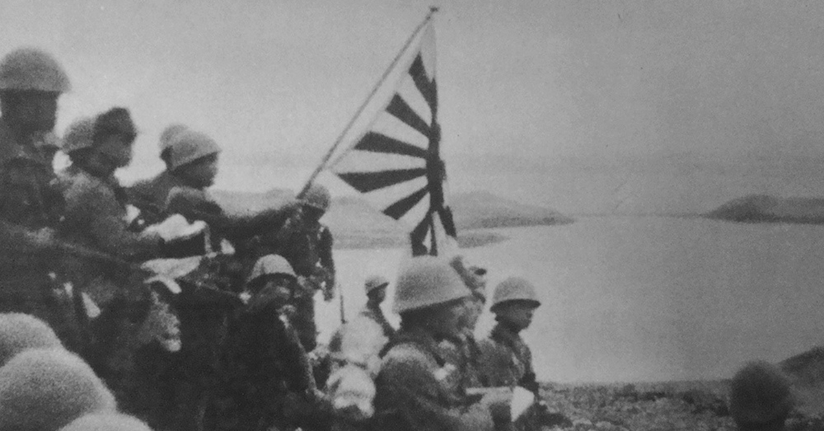 Japanese flag on Kiska in the Aleutian Islands