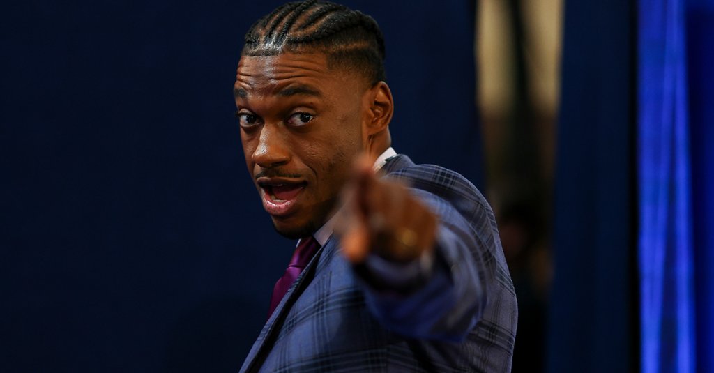ESPN NFL analyst Robert Griffin III smiles in the green room backstage during the first round of the 2023 NFL Draft at Union Station on April 27, 2023 in Kansas City, Missouri. (Photo by Kevin Sabitus/Getty Images)