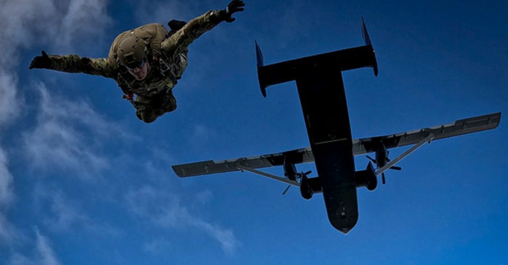 SUFFOLK, Va. - A U.S. Navy explosive ordnance disposal (EOD) technician from Explosive Ordnance Disposal Mobile Units (EODMU) TWO and TWELVE conducts freefall parachute operations during a training exercise at Skydive Suffolk Drop Zone, Apr. 4, 2024. Navy EOD personnel utilize jump operations as a mobility platform into various mission sets and integration with other DOD and USSOCOM units. (U.S. Navy photo by Mass Communications Specialist 2nd Class Jackson Adkins)