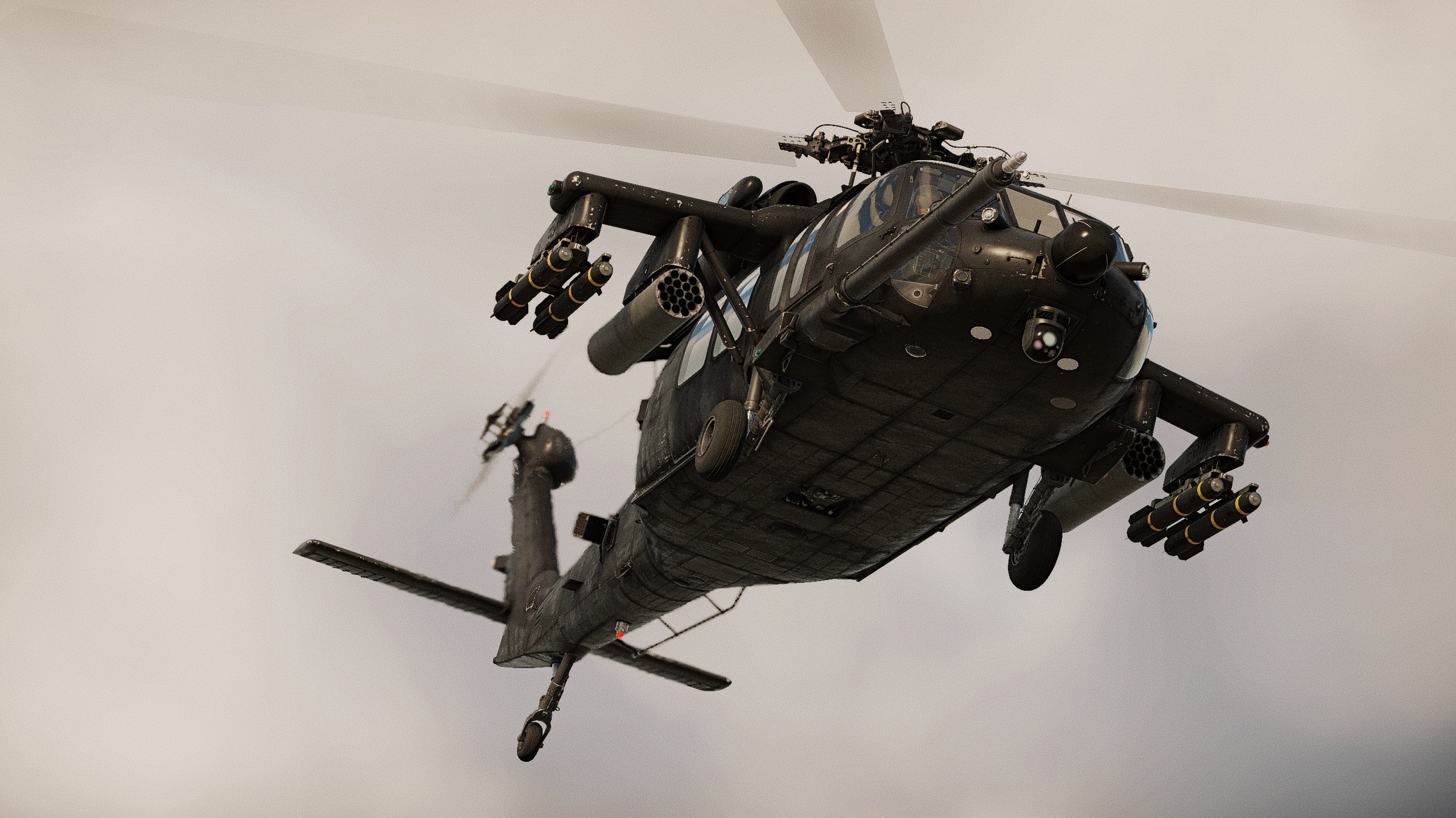 Screenshot of direct action penetrator MH-60 helicopter in War Thunder video Game