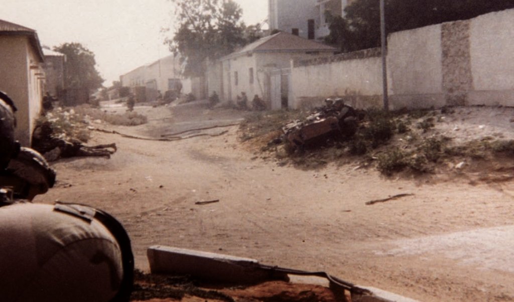 Members of Task Force Ranger under fire in Somalia on Oct. 3, 1993. (U.S. Army)
