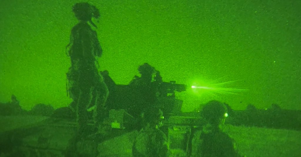 Sgt. Ryan Hallum and Spc. Antonie Purcell, assigned to 2nd Battalion, 505th Parachute Infantry Regiment, 3rd Brigade Combat Team, 82nd Airborne Division, fire a mounted MK19 Grenade Machine Gun while conducting a live fire exercise during Panther Avalanche on Fort Liberty, North Carolina, July 27, 2024. Panther Avalanche is an exercise aimed to train and evaluate Paratroopers as they prepare for a rotation at the Joint Readiness Training Center, Fort Johnson, Louisiana, in September and assume the role of the immediate response force postured to fight and win anywhere in the world. (U.S. Army photo by Pfc. Jayreliz Batista Prado)