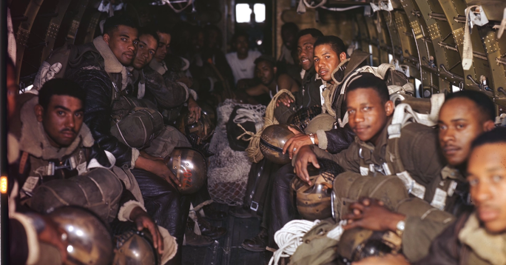 Triple Nickles: A C-47 carries parachutists of the 555th Parachute Infantry Battalion to the scene of a remote fire in Wallowa forest, Oregon. (National Archives)