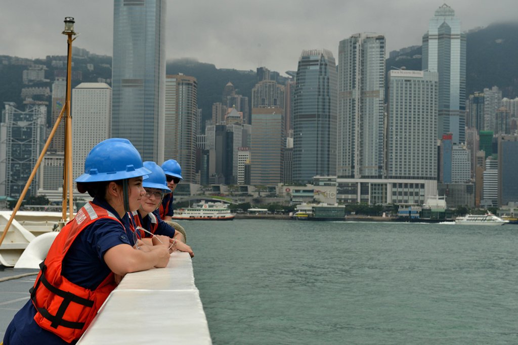 Coast Guard cutter leaves Hong Kong