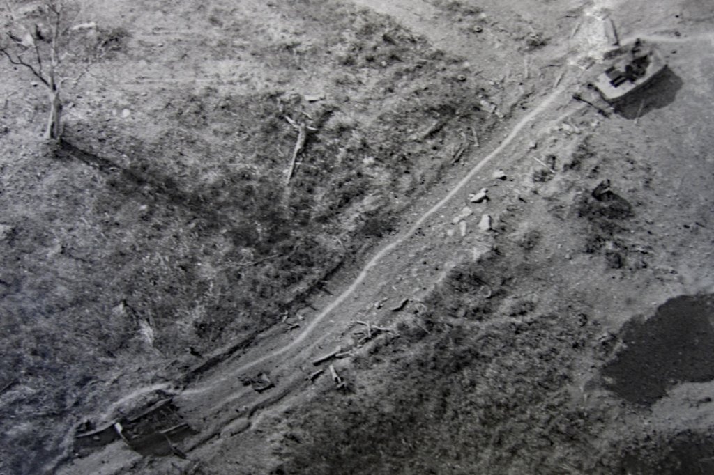 A PT-76 tank, destroyed by American anti-tank weapons at Lang Vei