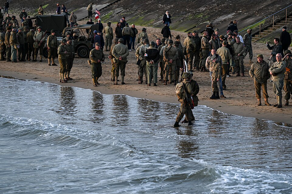 D-Day reenactors at Omaha Beach
