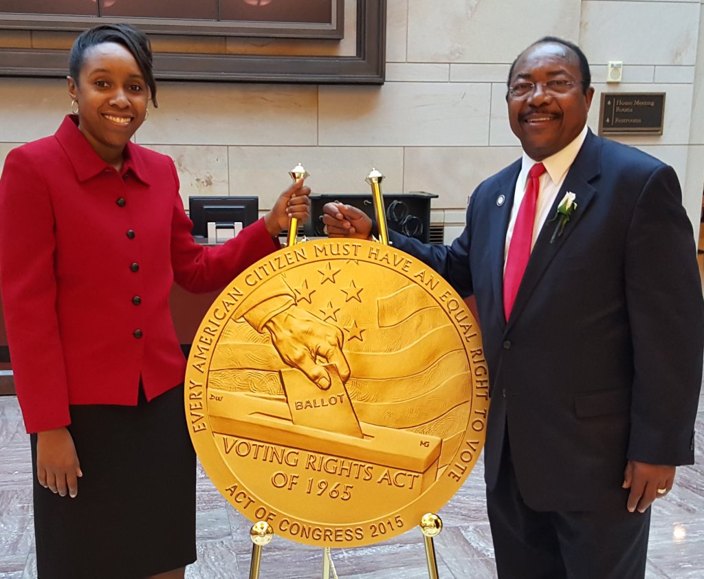 Saul with daughter Atty. LaDonne Lankster at Congressional Gold Medal ceremony.