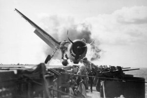 airman on fiery plane