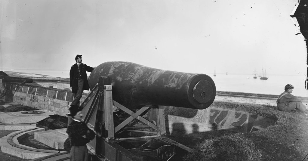 union navy lincoln gun at fort monroe norfolk 1862