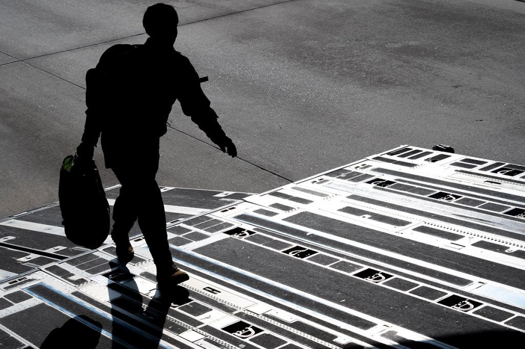 U.S. Air Force Capt. Jennifer Sawyer, flight nurse assigned to the 315th Aeromedical Evacuation Squadron, walks up the cargo ramp of a C-17 Globemaster III at Joint Base Charleston, South Carolina