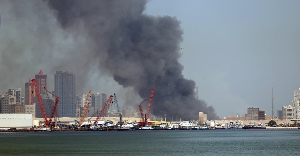 Smoke rises after Iran carried out a missile strike on the main headquarters of the U.S. Navyâs 5th Fleet in Manama in retaliation against US-Israeli attacks, in Bahrain February 28, 2026. (Photo by Stringer/Anadolu via Getty Images)