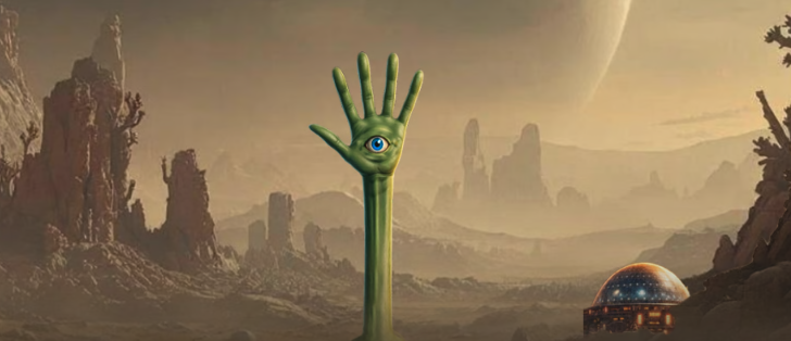 Tralfamadorians are described as two-foot-tall green toilet plungers with a hand and eye on top. (Kurt Vonnegut Museum and Library)