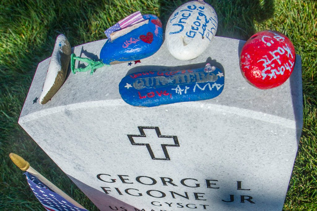 Mementos on military headstones