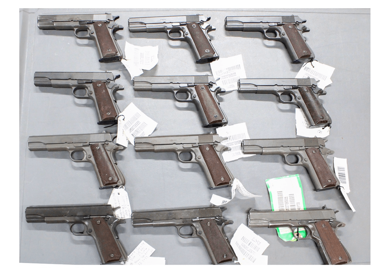 Colt 1911s on display