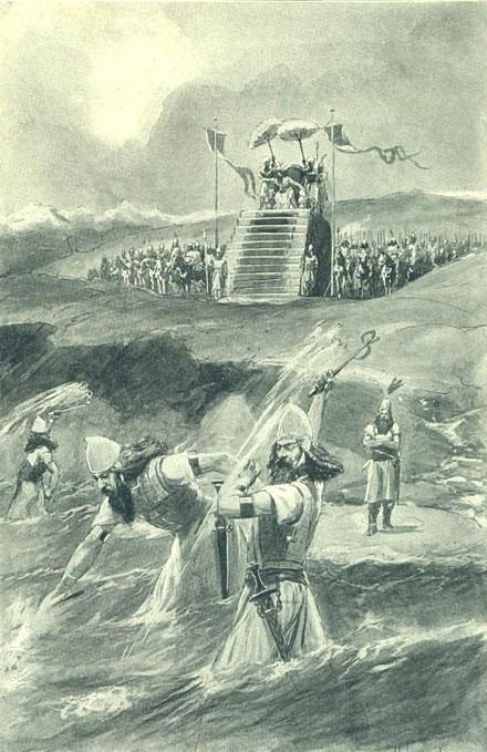 Persians under Xerxes lash the sea