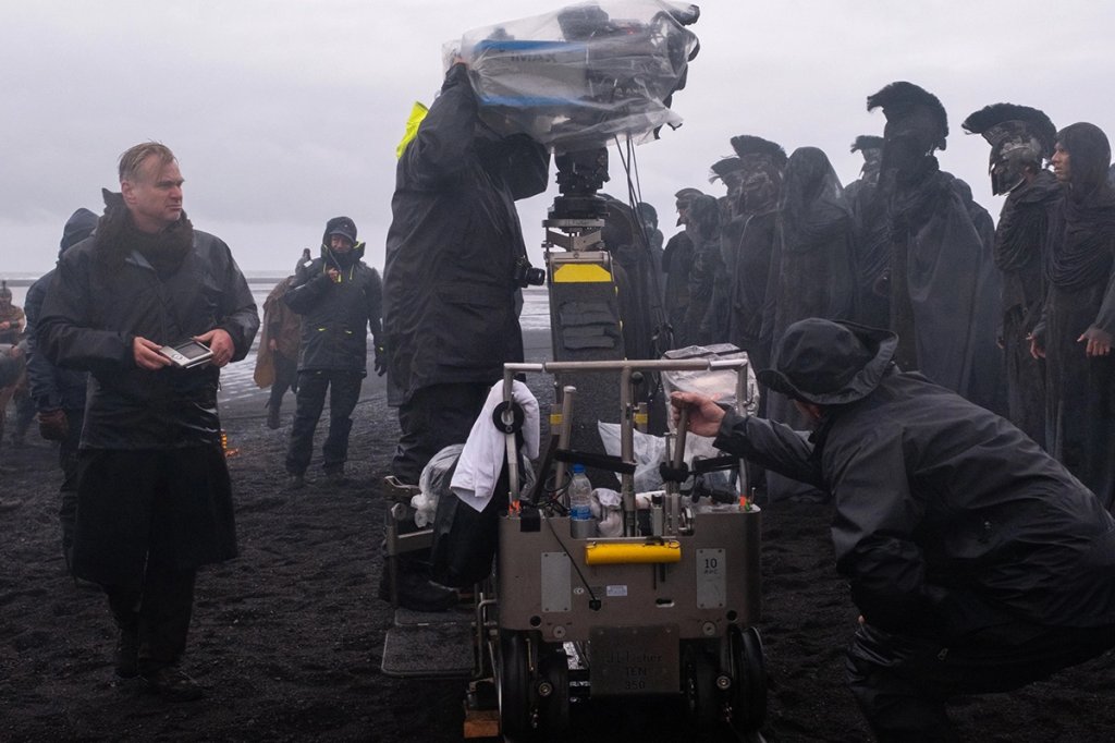 christopher nolan on set the odyssey