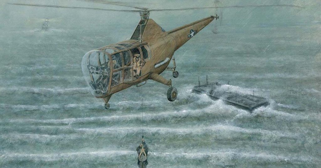 First helicopter hoist rescue