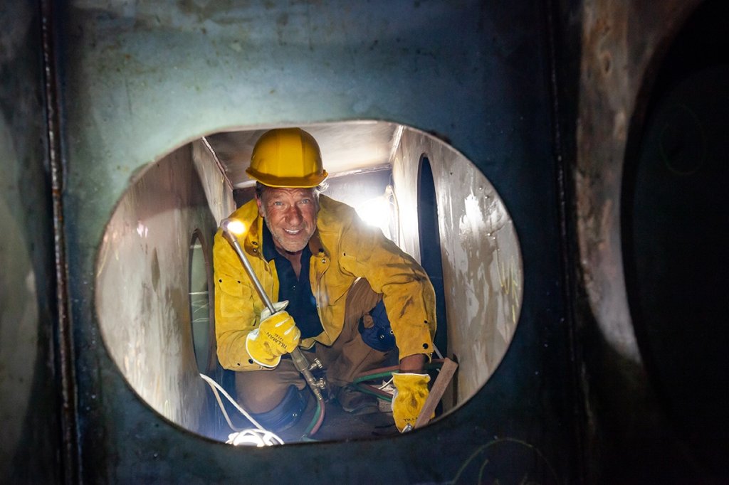 Mike Rowe tugboat hard hat