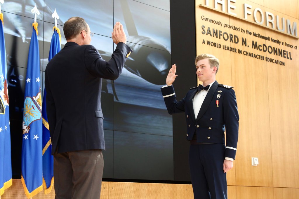 Sam Eckholm and his Dad Commissioning at the US Air Force Academy