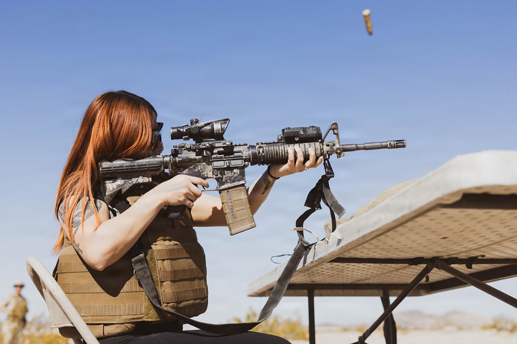 Military spouse fires rifle