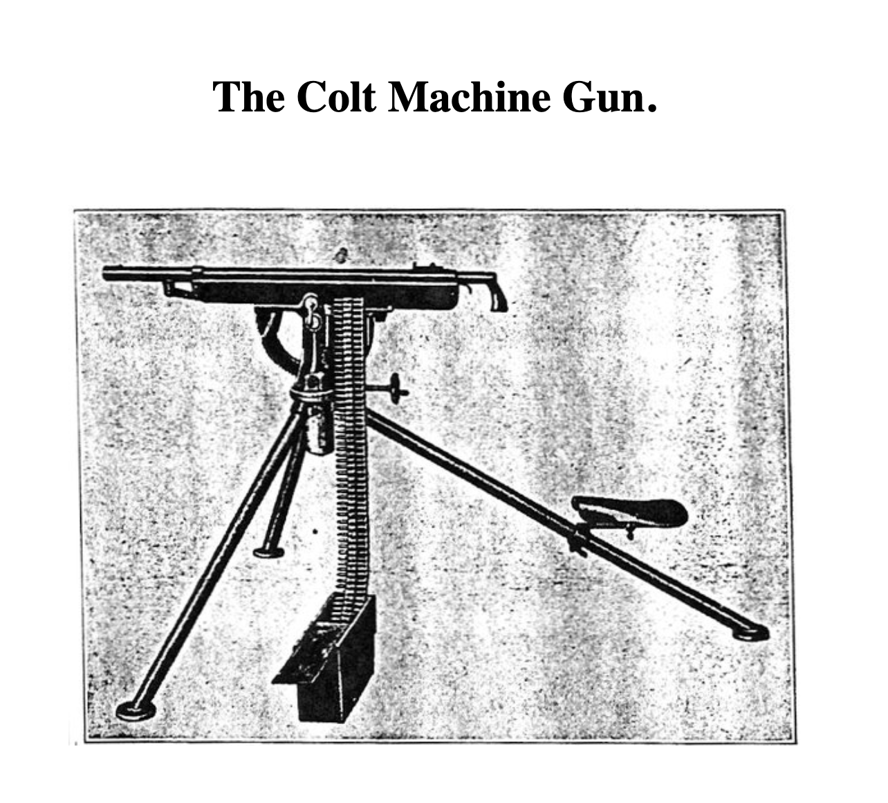 A Colt Machine Gun advertised in a mail-order catalog for World War I soldiers.