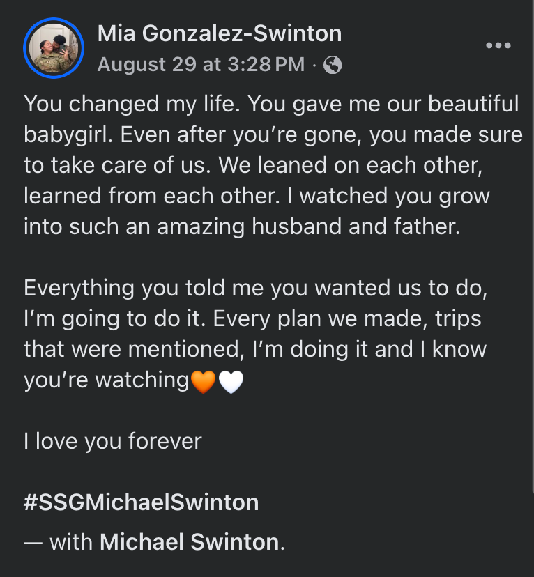 gold star spouse loss facebook post