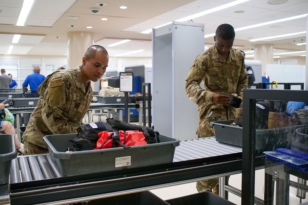 Security line at airport