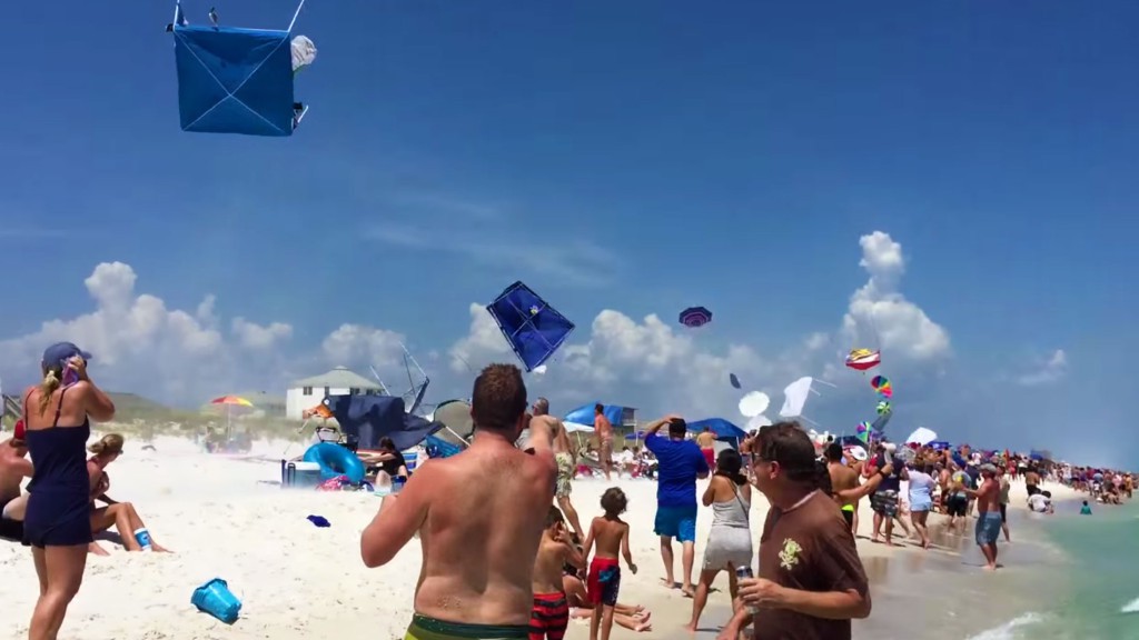 An epic Blue Angels beach flyby sends tents and umbrellas flying
