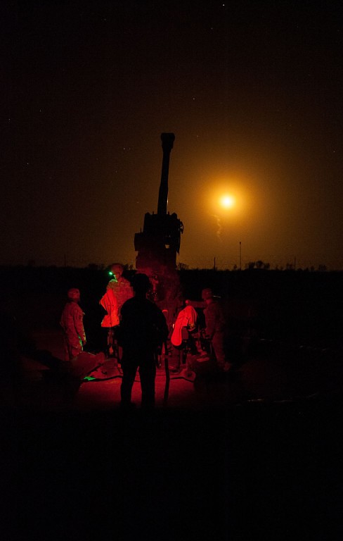 Artillery being prepared in the dark