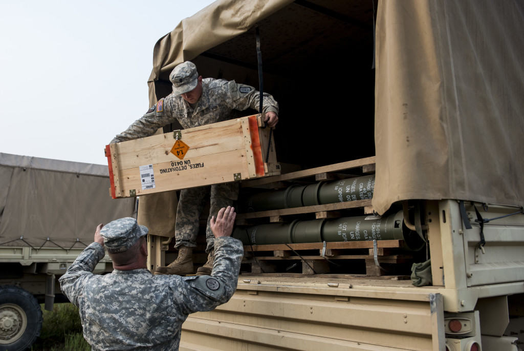 sappers unloading ammo