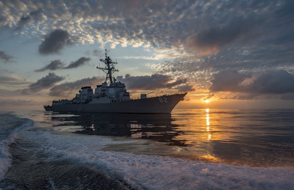 US Navy ship as part of one of the three most powerful militaries
