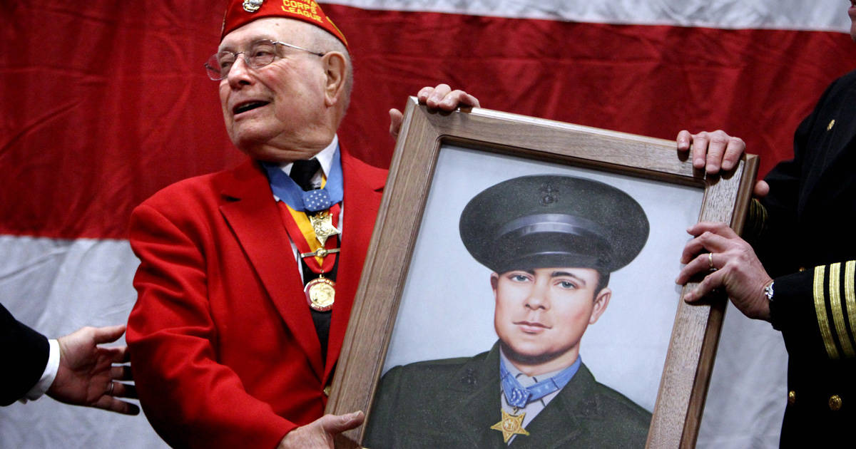 This Marine received the Medal of Honor for fighting in the air, on land and sea