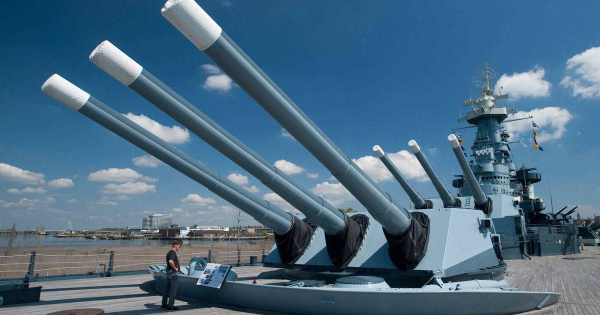 Here is a look at the 16-inch turrets on a battleship