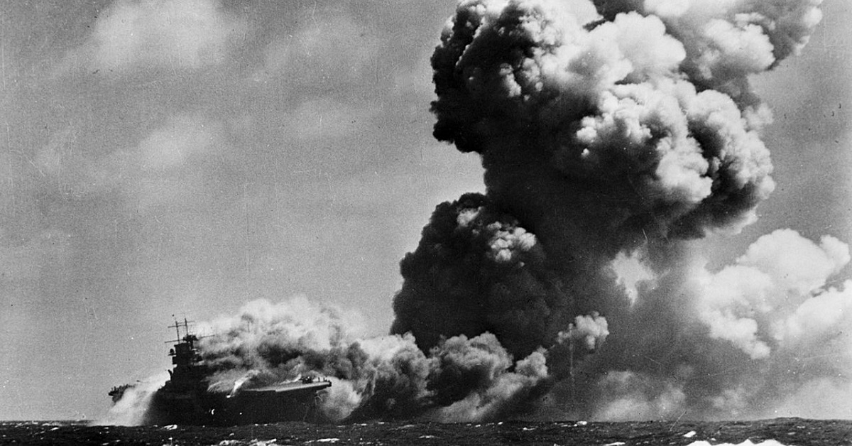 The largest aircraft carrier sunk in WWII was hit by four torpedoes
