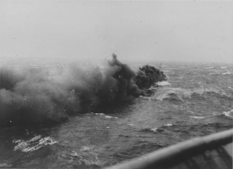 HMS Glowworm burning