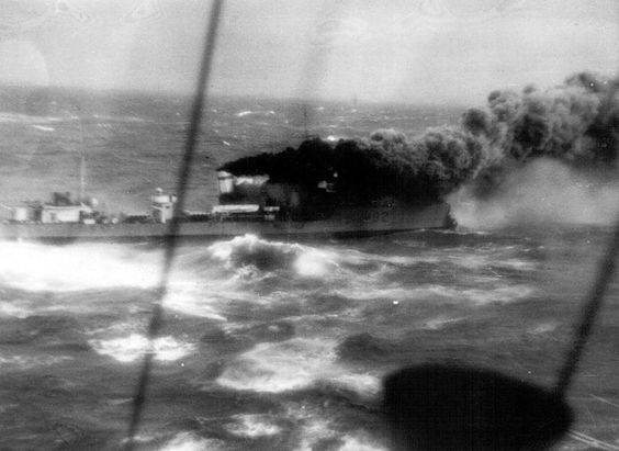 HMS Glowworm recoiling