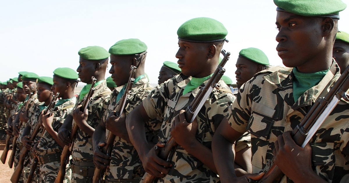 Malian troops with SKS rifles, somewhat similar to the American M1 carbine