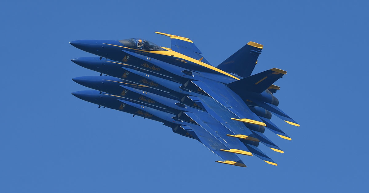 The 8 demonstration aircraft flown by the legendary Blue Angels