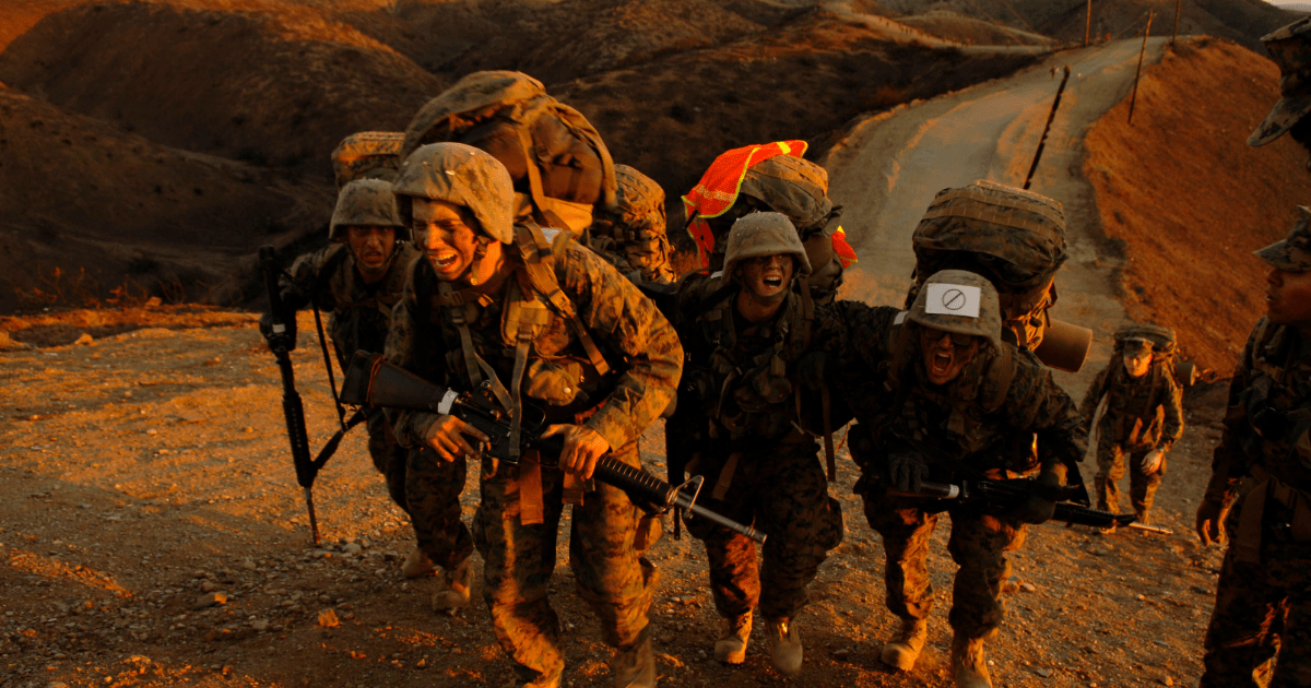 Watch this Marine gunner desperately try to destroy his pack