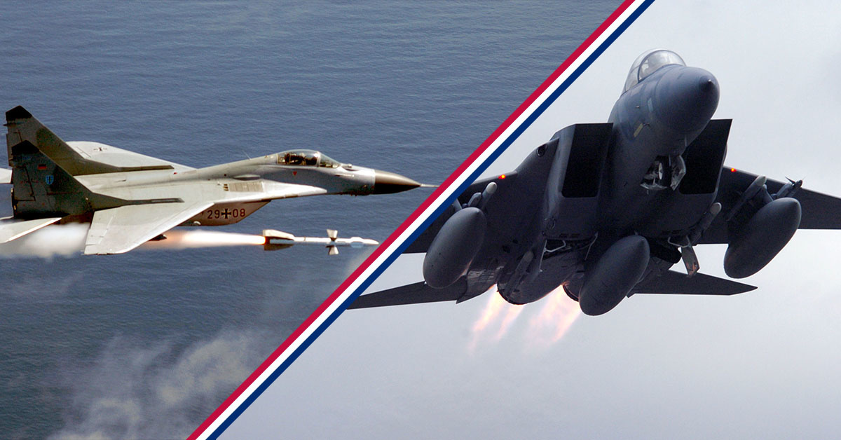 This F-15E scored an air-to-air kill by dropping a bomb on an Iraqi helicopter