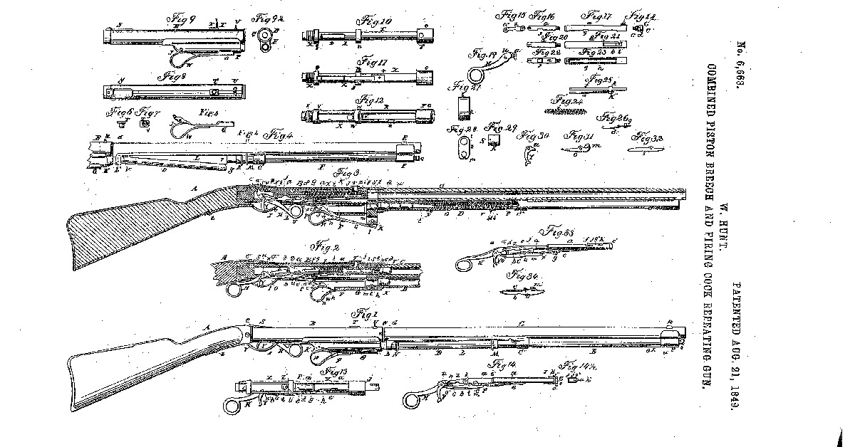 walter hunt repeating rifle design