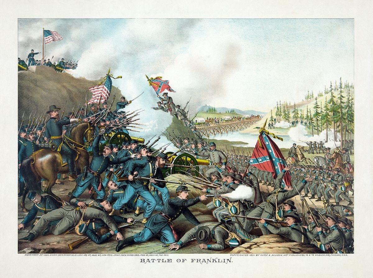 civil war infantrymen in battle of franklin
