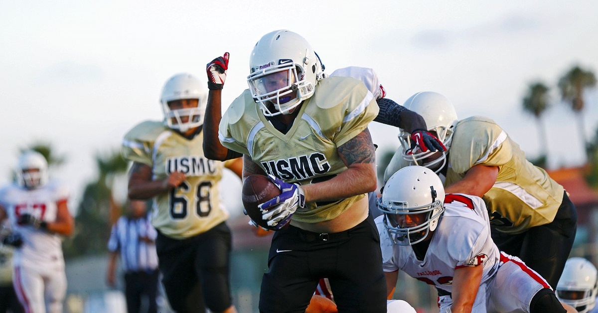Combat on the gridiron: this is playing football for the Marine Corps