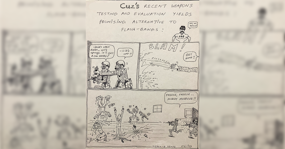 Unit Cartoonist’s account of the ‘Spooge Banger’